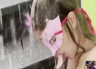 Brunette girl with big tits fucked in a threesome