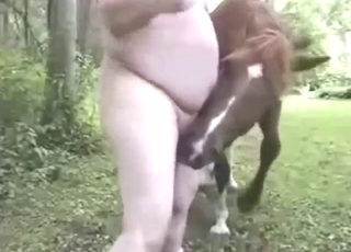 Fat old guy indulges in hardcore horse sex