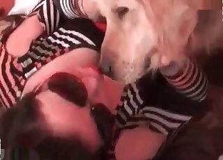 Naughty slut is enjoying filthy bestiality action