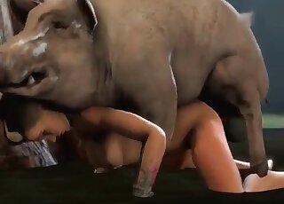 Big-dicked rhino railing a hot pussy hole here